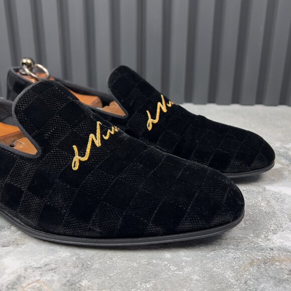Louis Vuitton Auteuil Loafers Damier Black Velour 7.5 LV or 8.5 US or 41.5 EUR - Picture 4 of 16